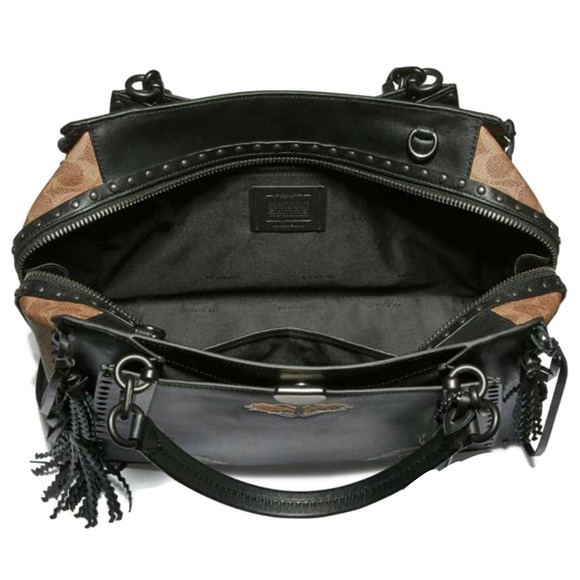 Coach Tattoo Dreamer 36 Chelsey Champlain Fringe Moth Gothic Skull Black Bag - Picture 14 of 15